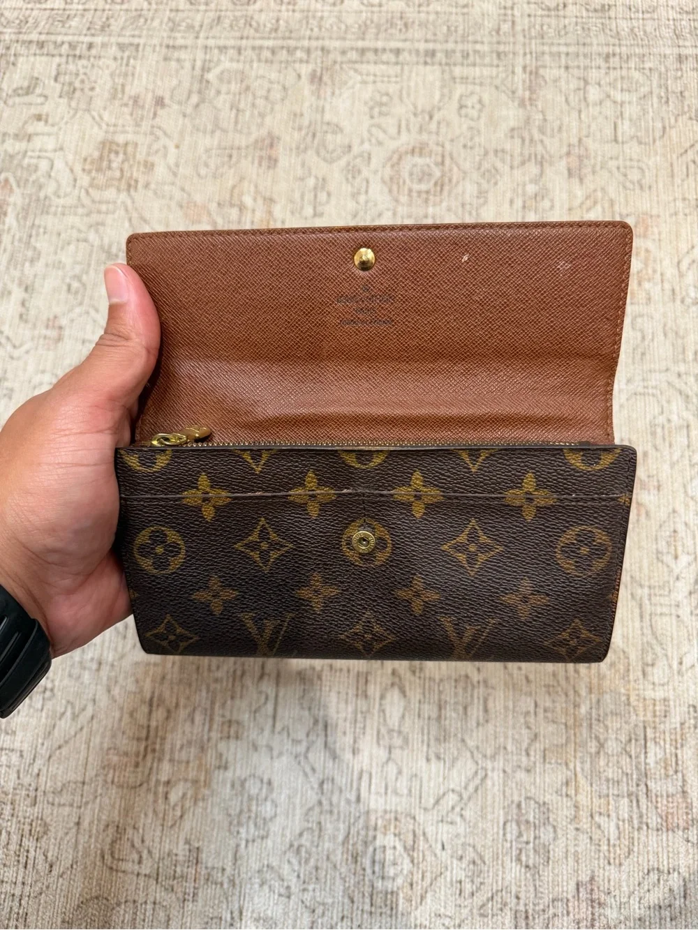 Louis Vuitton Monogram Continental Wallet - Dark Brown with Gold Snap - Picture 8 of 14